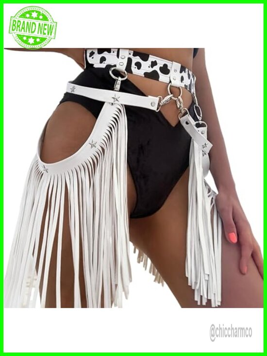 PU Leather Punk Tassel Fringe Waist Belt Harness Rave Club Music Festival main image 5